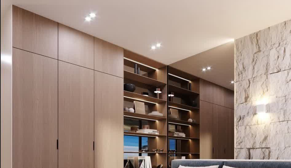 Натяжной потолок над шкафом